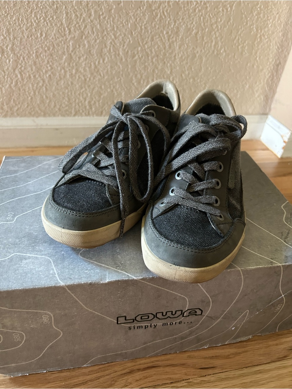 Lowa Women’s Charcoal Canvas & Suede Low Sneakers